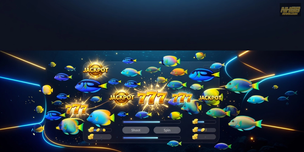 Minh họa khái niệm bắn cá nổ hũ nh88 với hình ảnh trò chơi sống động