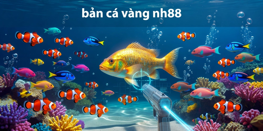 Hình ảnh minh họa trò chơi bắn cá vàng nh88 với đồ họa sống động và cá vàng khổng lồ.