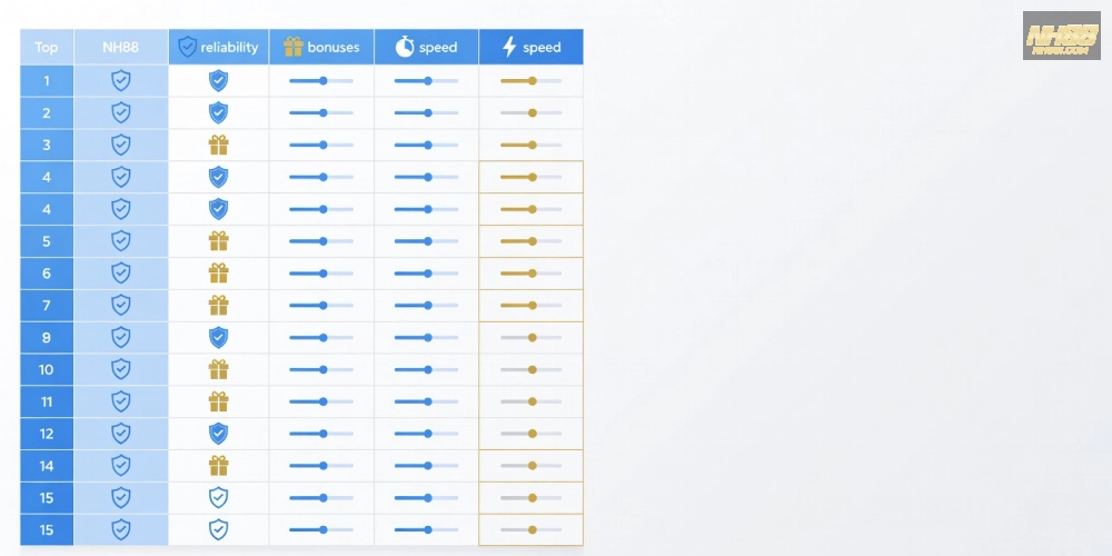 Top nền tảng xổ số miền Bắc NH88 uy tín năm 2025 với biểu đồ so sánh