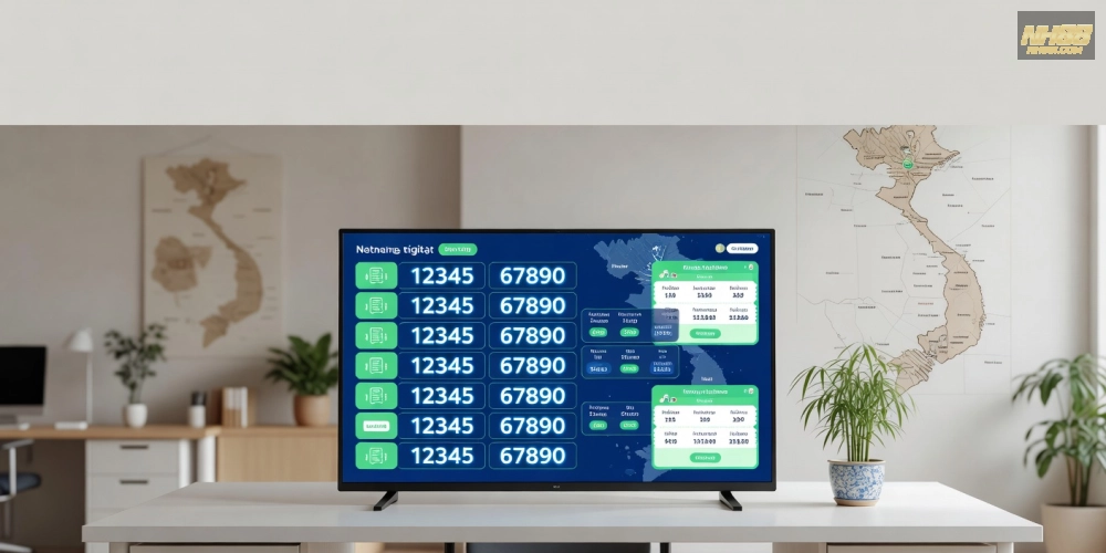 Minh họa khái niệm xổ số miền Bắc trên nền tảng NH88 với giao diện hiện đại